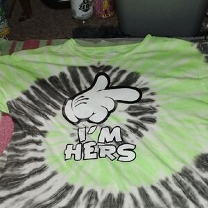 Men's Green Black Tie Dye Vintage XXL I'm Hers Finger Hip Hop SHirt Streetwear